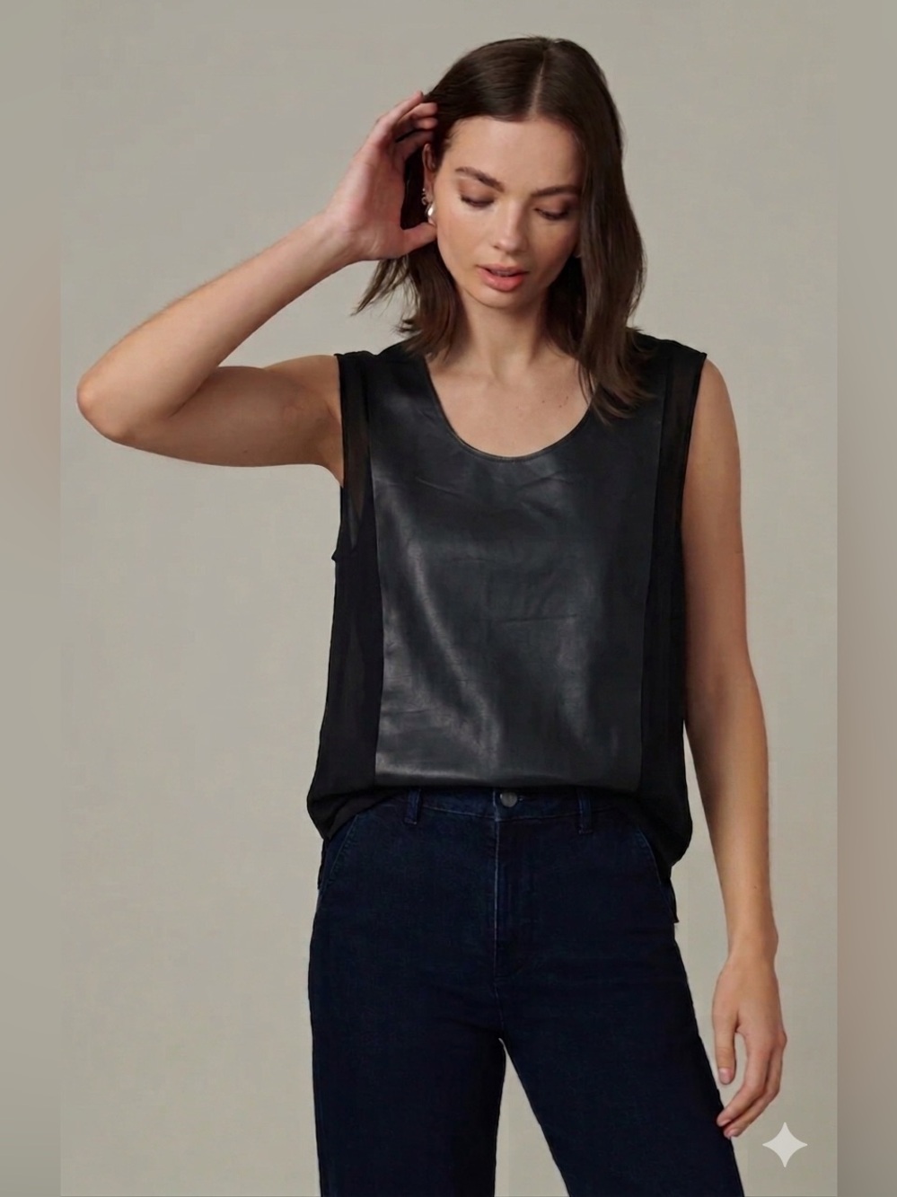 Reed Krakoff Leather Tank Top Black Made in Italy , Size M